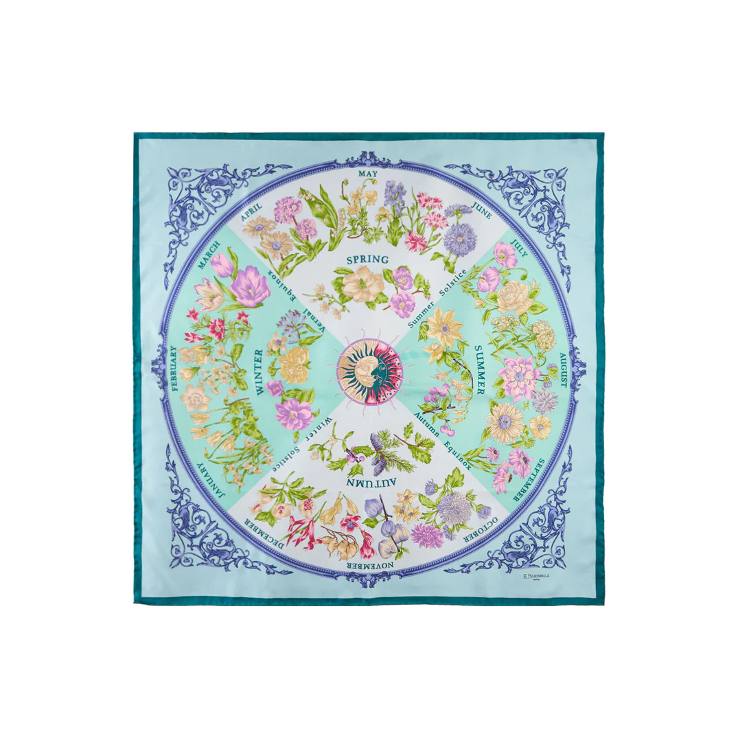 FOULARD_FLD1182_4STAGIONI_00.jpg Calendario Floral de las Cuatro Estaciones Brisa de Otoño - Imagen 1